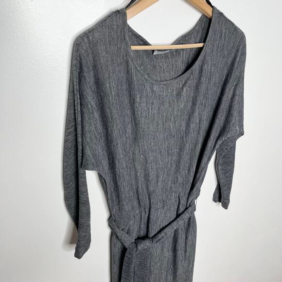 Anine Bing Womens Wool Blend Long Sleeve Mini Dress M Gray Belted Tie Waist - Picture 5 of 10
